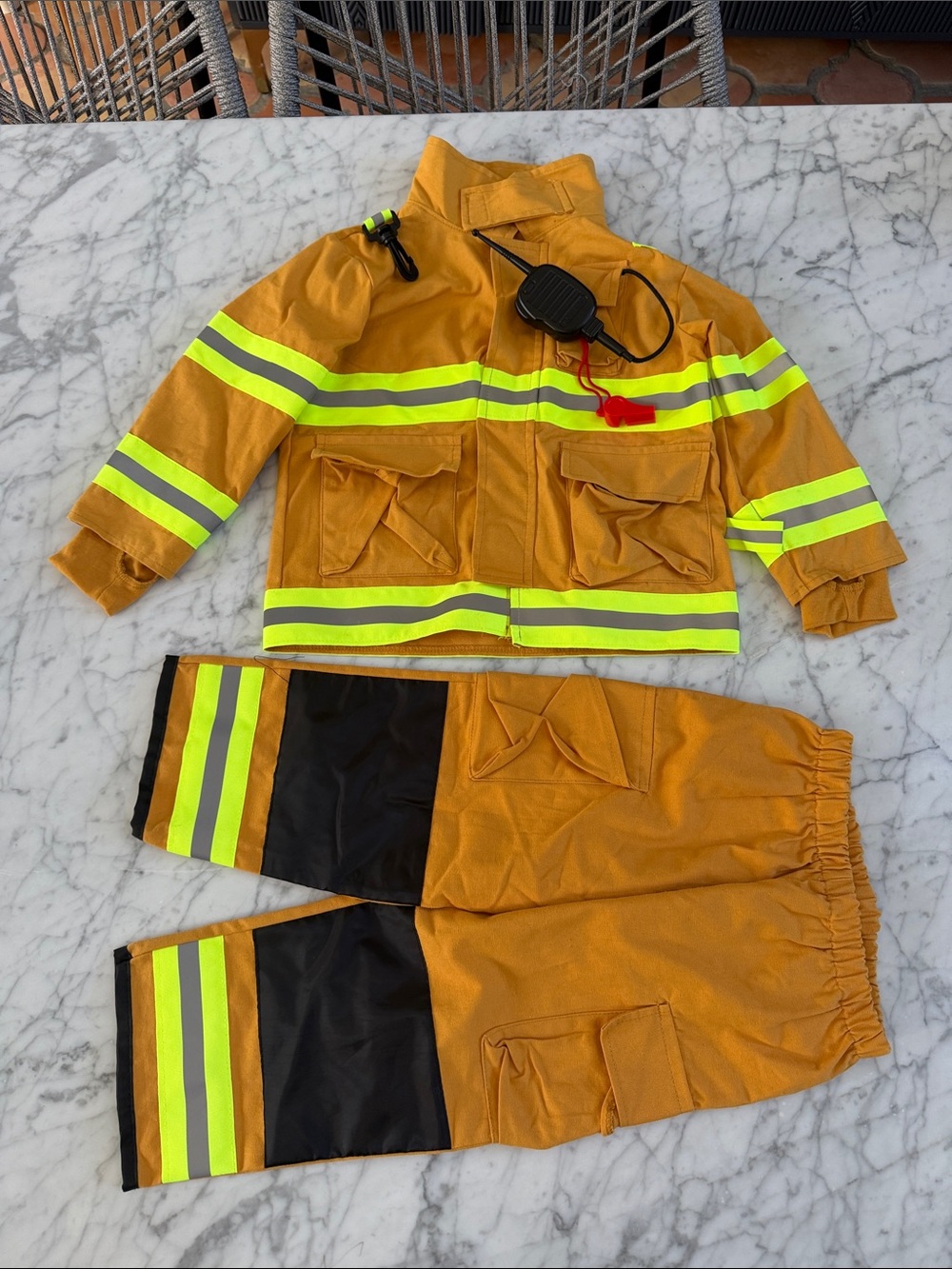 Children's Firefighter Costume Set with Reflective Stripes Sz 3/4T